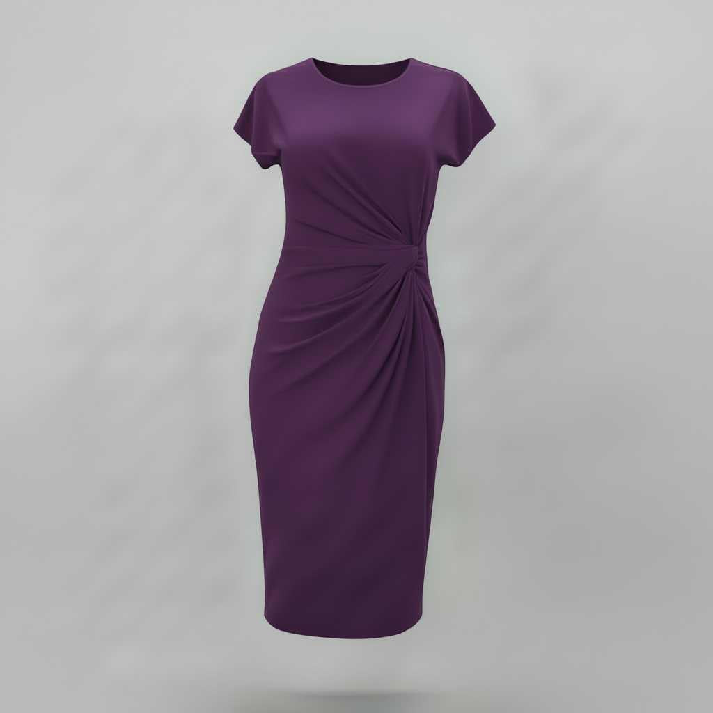 Elegant Midi Dress for Women | Short Sleeve Formal Wear