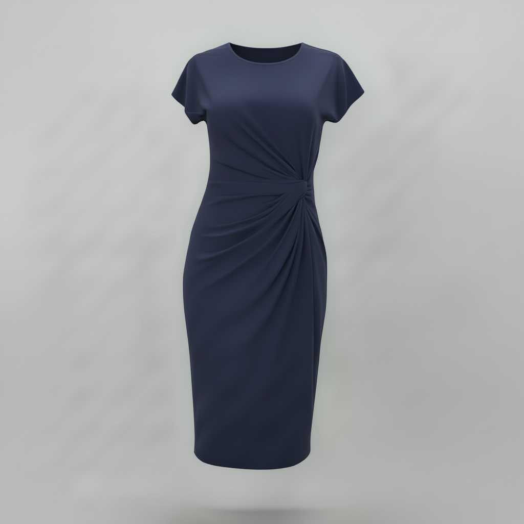 Elegant Midi Dress for Women | Short Sleeve Formal Wear