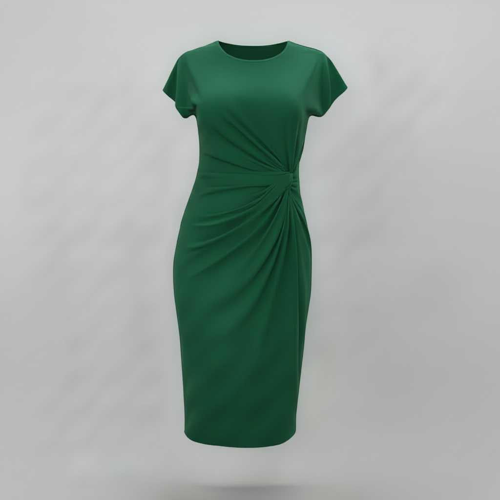 Elegant Midi Dress for Women | Short Sleeve Formal Wear