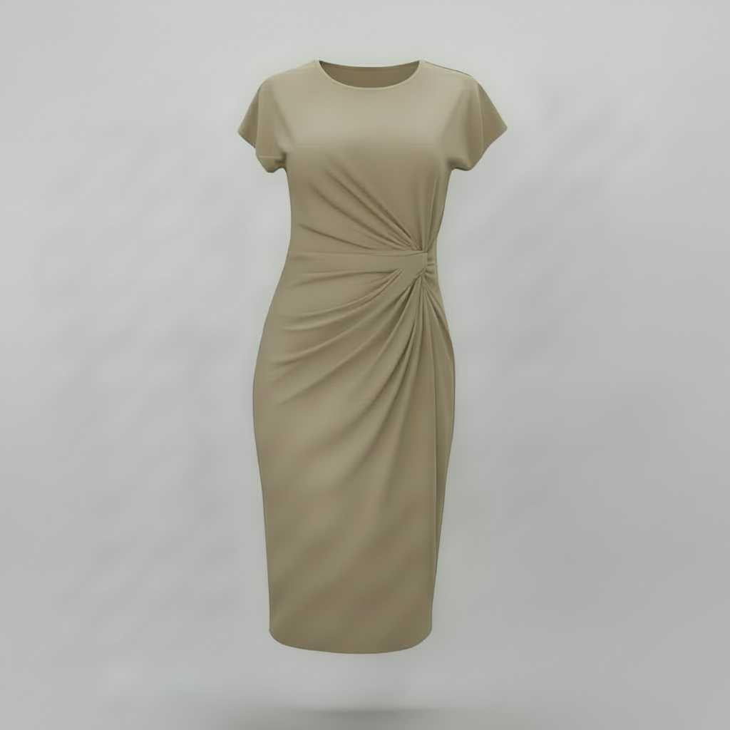 Elegant Midi Dress for Women | Short Sleeve Formal Wear
