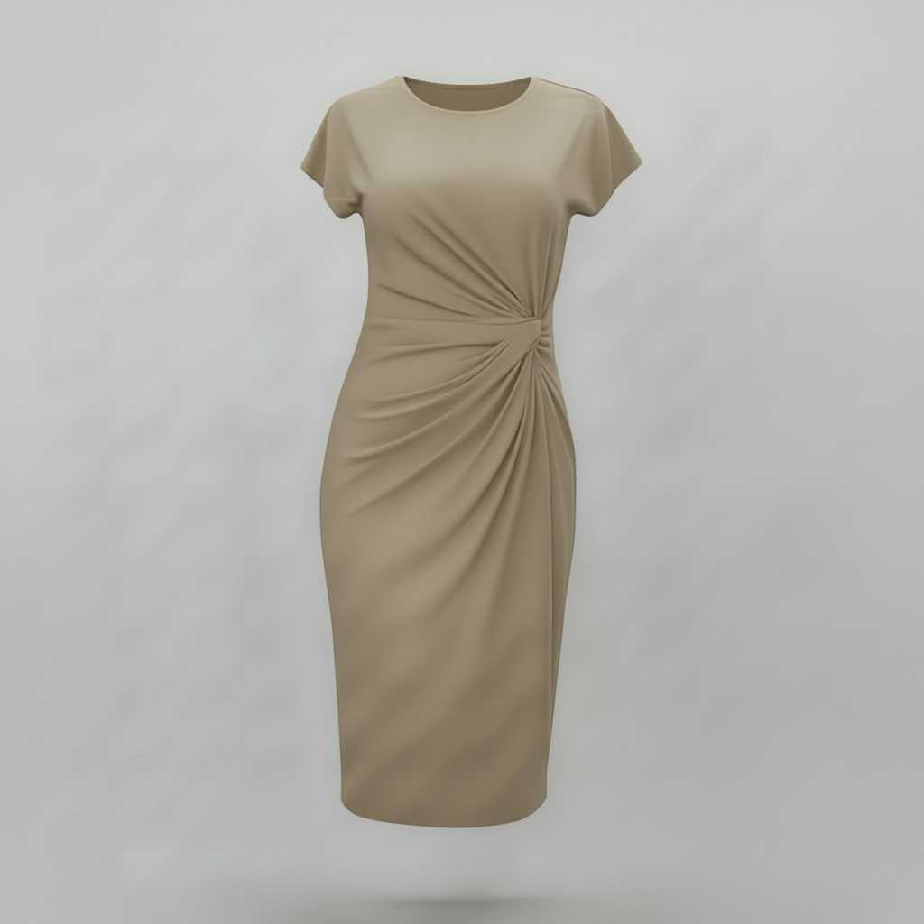 Elegant Midi Dress for Women | Short Sleeve Formal Wear
