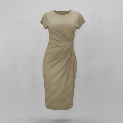 Elegant Midi Dress for Women | Short Sleeve Formal Wear