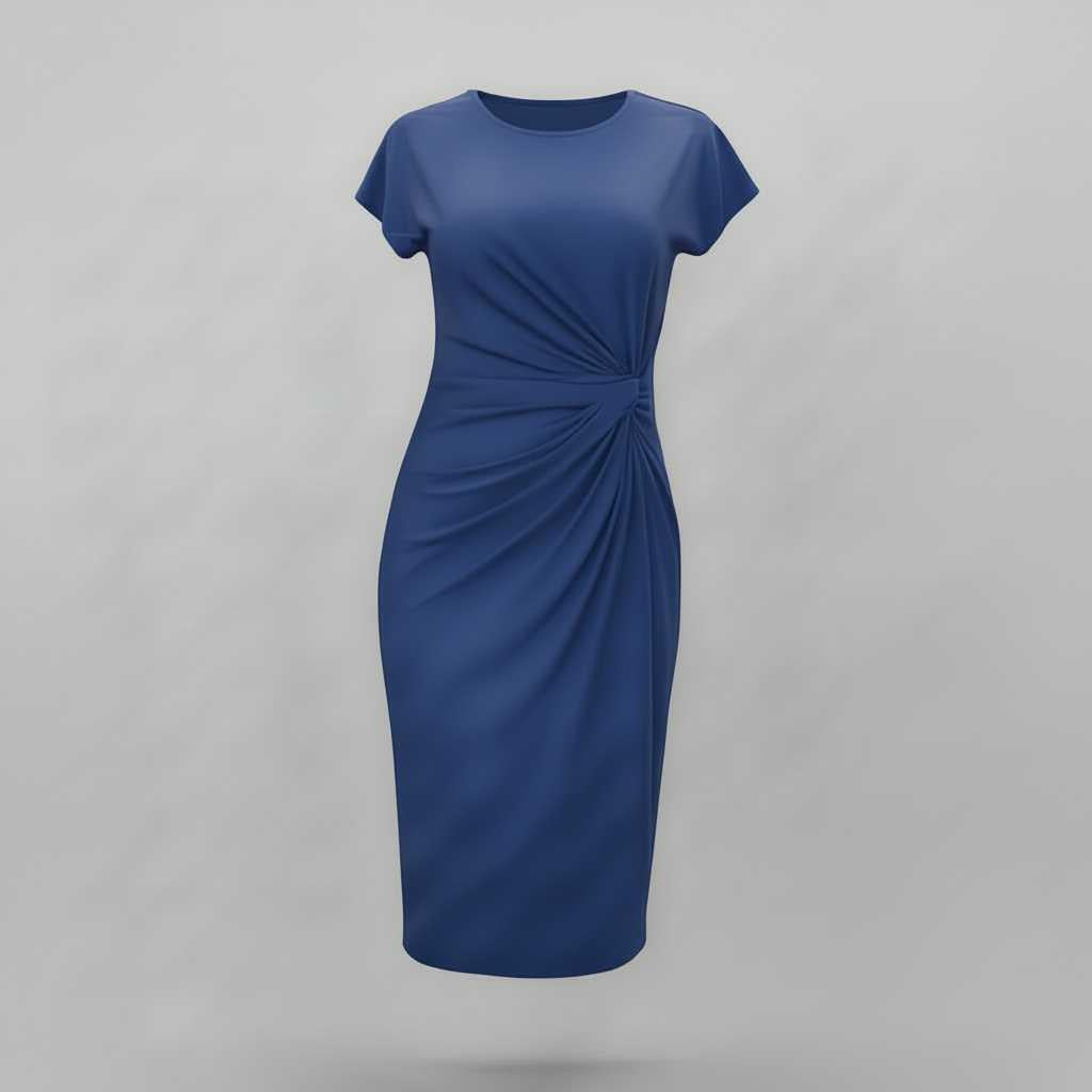 Elegant Midi Dress for Women | Short Sleeve Formal Wear