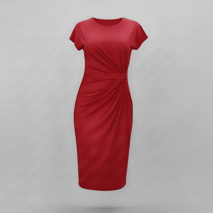 Elegant Midi Dress for Women | Short Sleeve Formal Wear