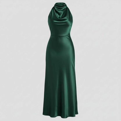 Halter Evening Dress | Elegant Midi Evening Gown for Women