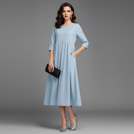Loose Fit Summer Dress | Women's Midi Dress with Pockets