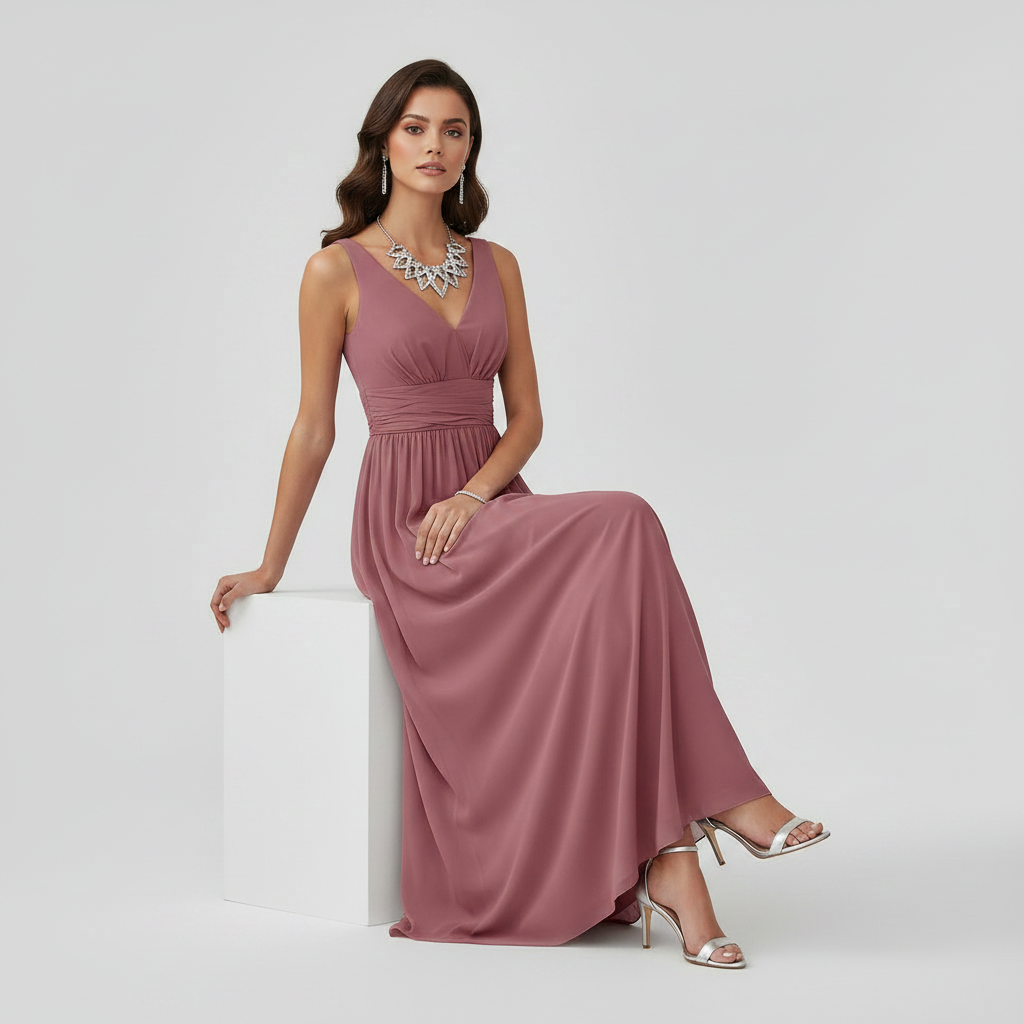 Sleeveless V-Neck Maxi Dress | Women's Fashion