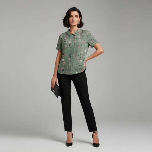 Vintage Floral Blouse | Women's Casual Summer Top