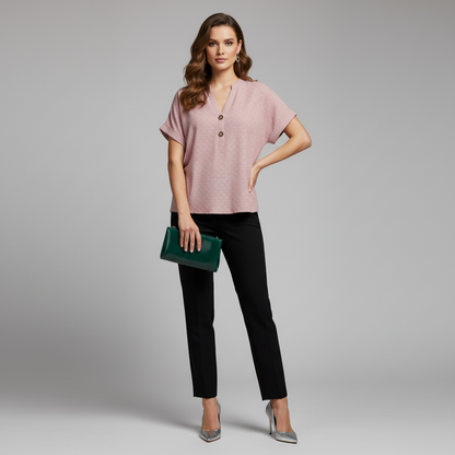 Women's V-Neck Short Sleeve Top | Casual Summer Top